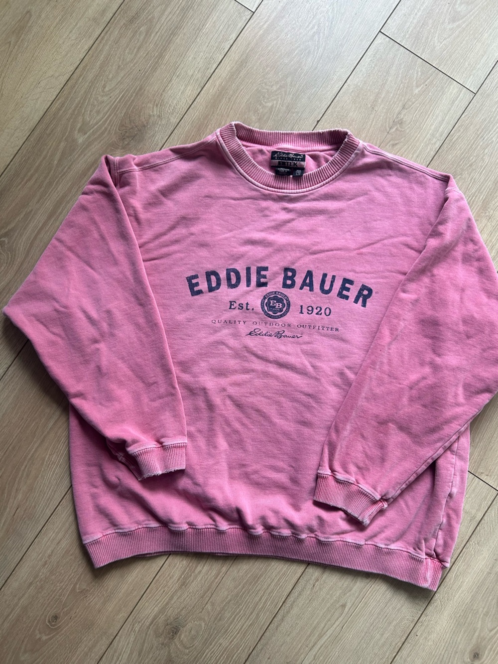 Eddie Bauer Pink Crewneck Sweatshirt with Navy Logo